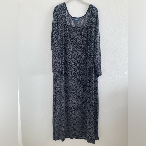 Modcloth Polka Dot Black and White Long Sleeve Dress Ditsy Stretch Pullover 4X - Picture 1 of 11